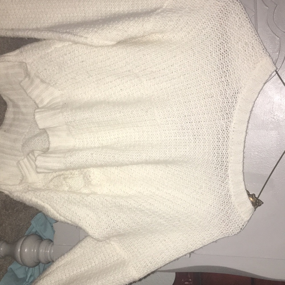 white knit sweater